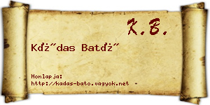 Kádas Bató névjegykártya